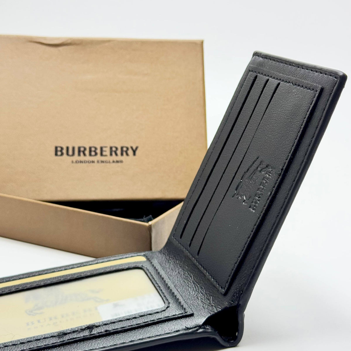 Burberry Contrast Texture Bifold Wallet – Black