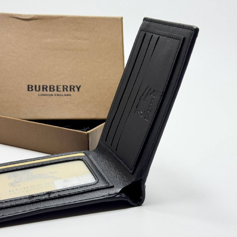 Burberry Contrast Texture Bifold Wallet – Black
