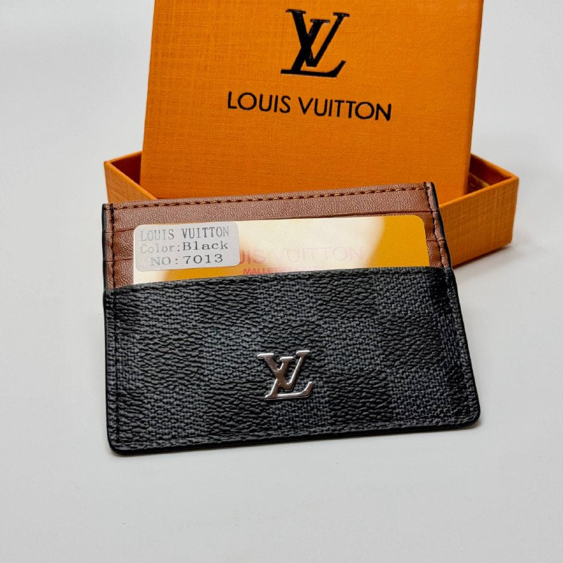 LV Logo Card Holder – Black Brown