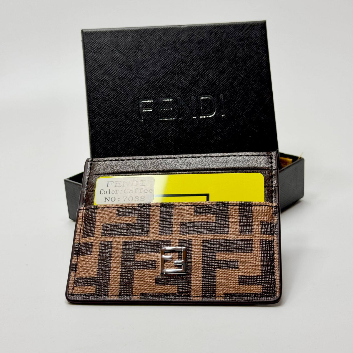 Fendi FF Monogram Card Holder – Coffee Brown