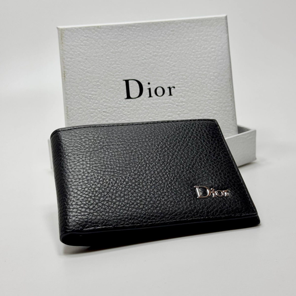 Dior Pebbled Logo Bifold Wallet – Black