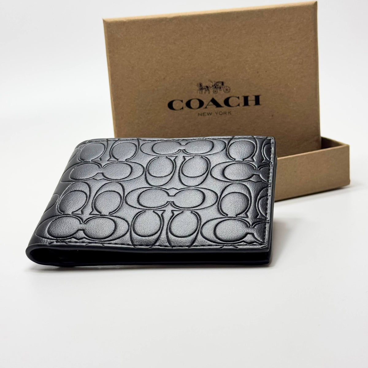 Coach Signature C Embossed Bifold Wallet – Black
