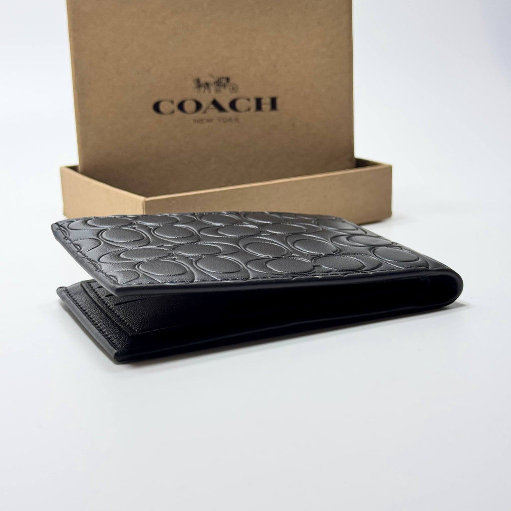 Coach Signature C Embossed Bifold Wallet – Black