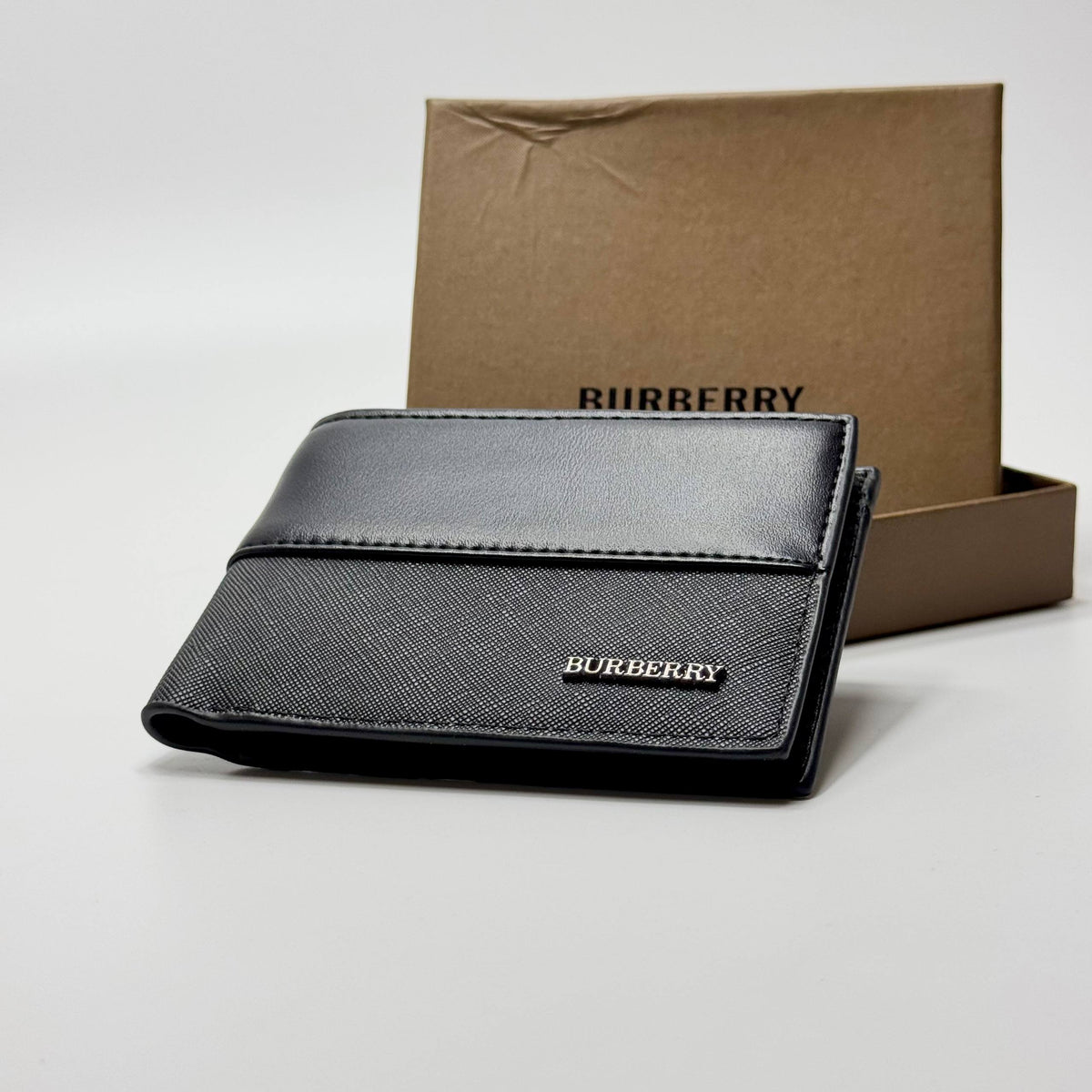 Burberry Contrast Texture Bifold Wallet – Black