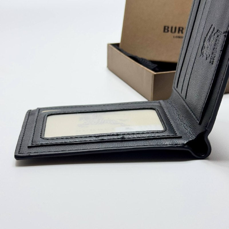 Burberry Contrast Texture Bifold Wallet – Black