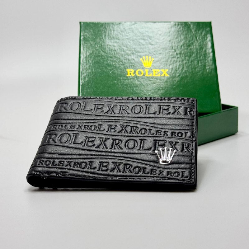 Rolex Crown Embossed Bifold Wallet – Black
