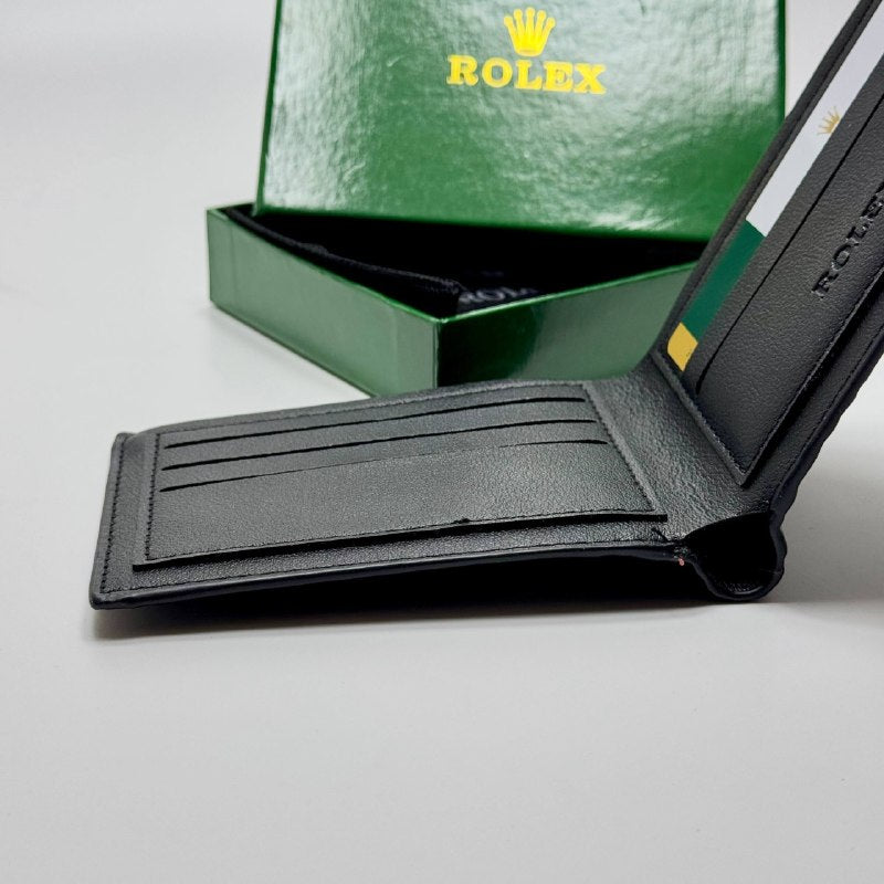Rolex Crown Embossed Bifold Wallet – Black