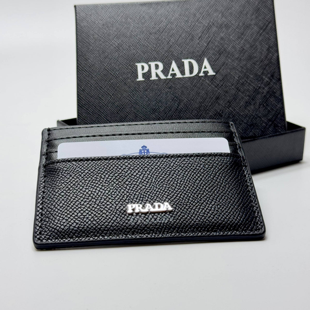 Prada Textured Card Holder – Black