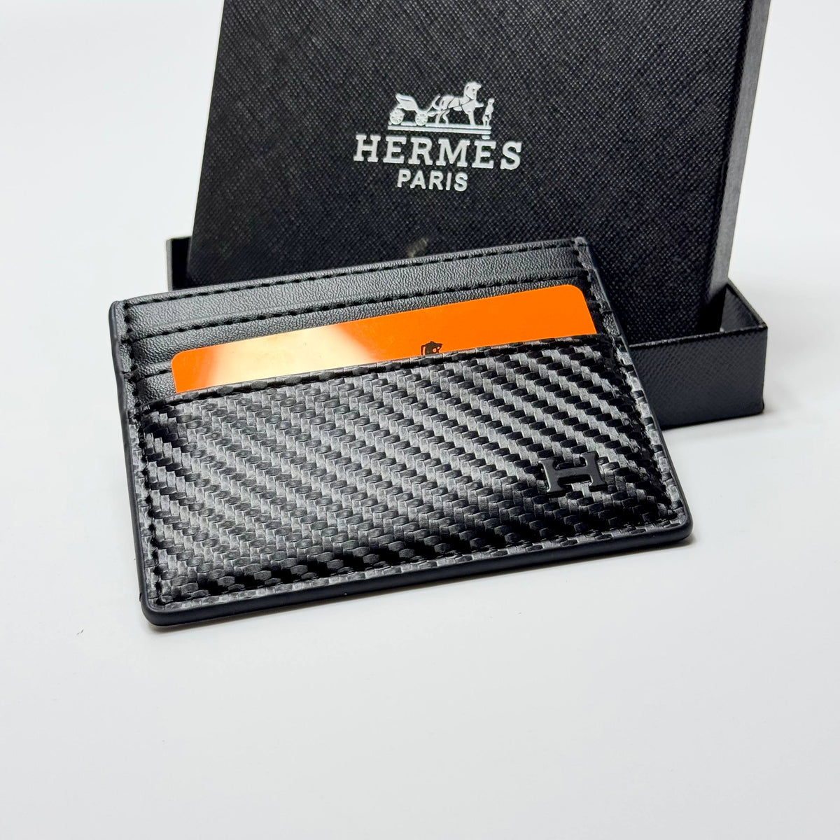 Hermès H Carbon Texture Card Holder – Black