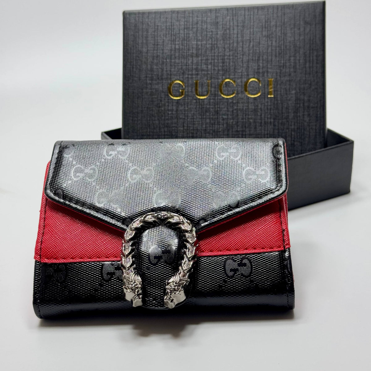Gucci Dionysus GG Monogram Flap Wallet – Black Red (For Her)
