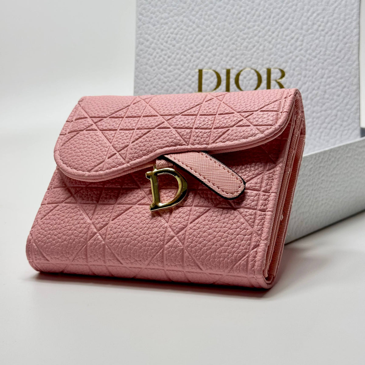 Dior Quilted D Flap Wallet – Pink