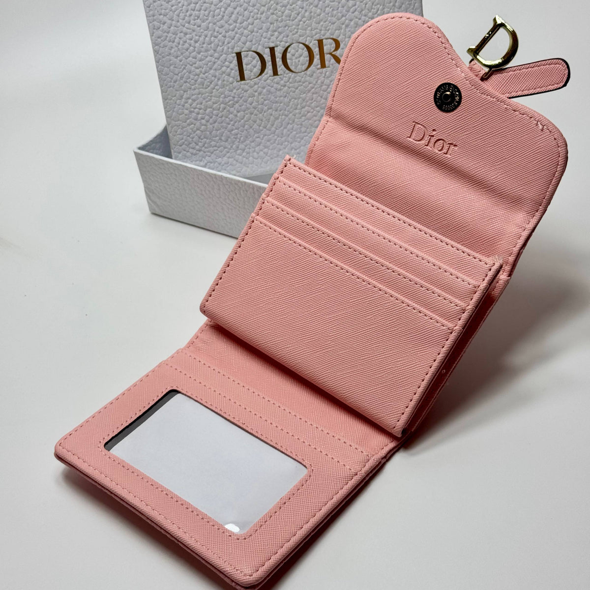 Dior Quilted D Flap Wallet – Pink