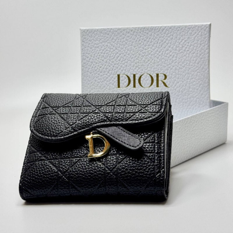 Dior Quilted D Flap Wallet – Black (For Her)
