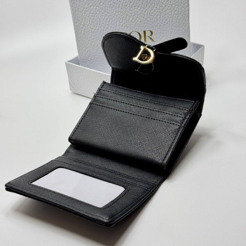 Dior Quilted D Flap Wallet – Black (For Her)