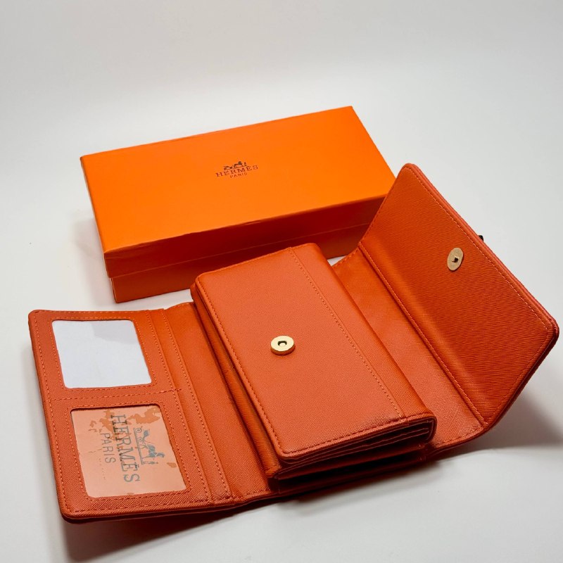 Hermès H-Clasp Embossed Continental Wallet – Orange Gold