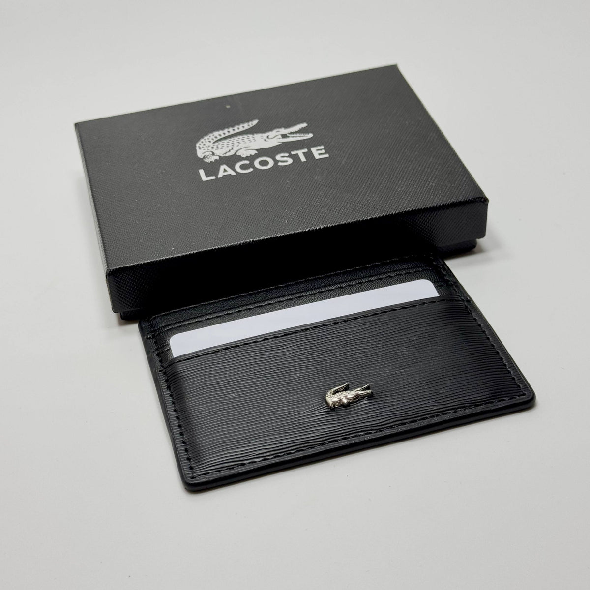 Lacoste Ribbed Card Holder – Black