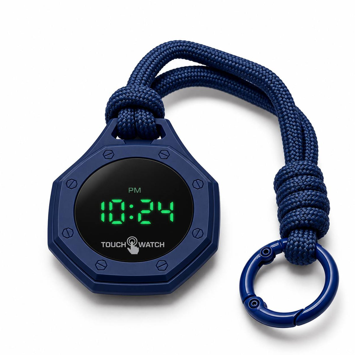 Octagonal Digital Touch Pocket Watch – Navy Blue Green