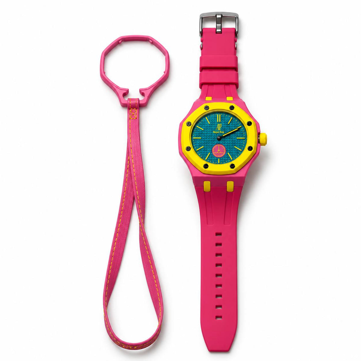 Royal Oak Style with Matching Strap – Pink Yellow Turquoise
