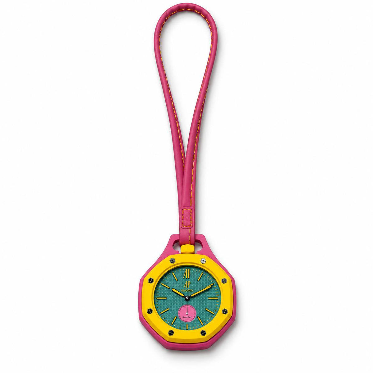 Royal Oak Style Pendant Pocket Watch – Pink Yellow Turquoise