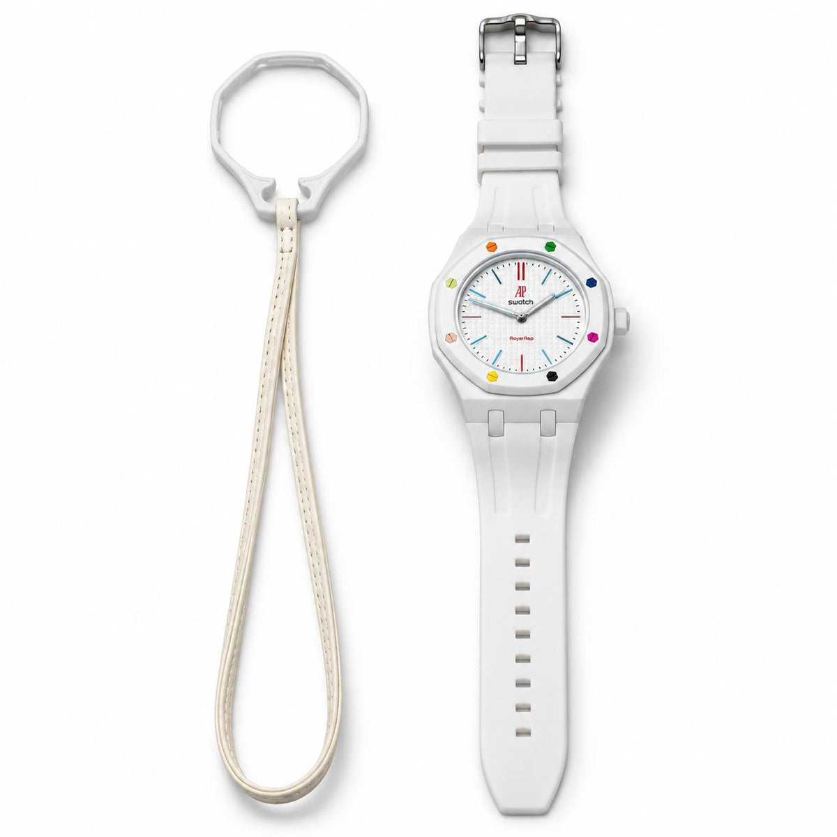 Royal Oak Style with Matching Strap – White Multicolor