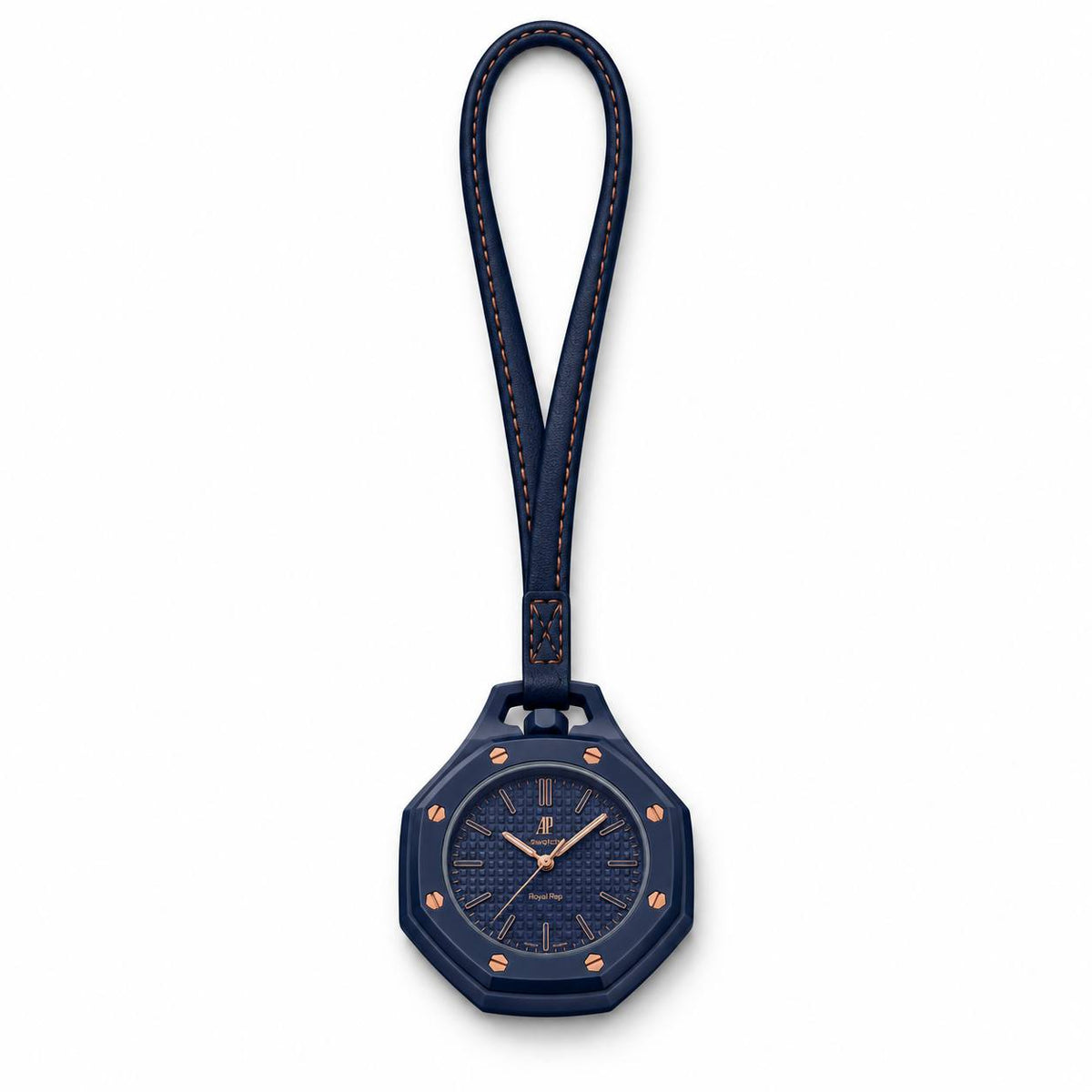 Royal Oak Style Pendant Pocket Watch – Navy Blue Rose Gold