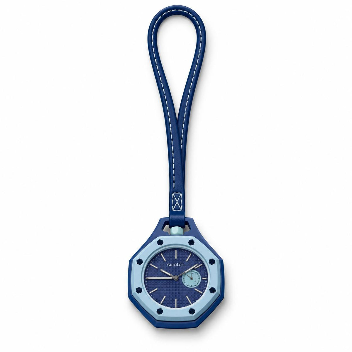 Swatch Royal Oak Style Pendant Pocket Watch – Navy Blue Light Blue