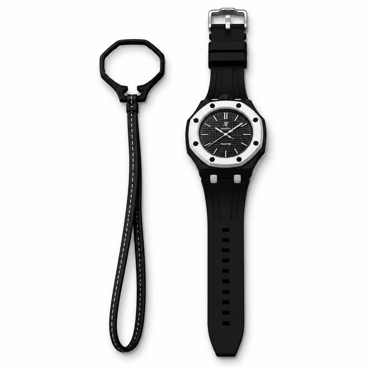 Royal Oak Style with Matching Strap – Black Silver