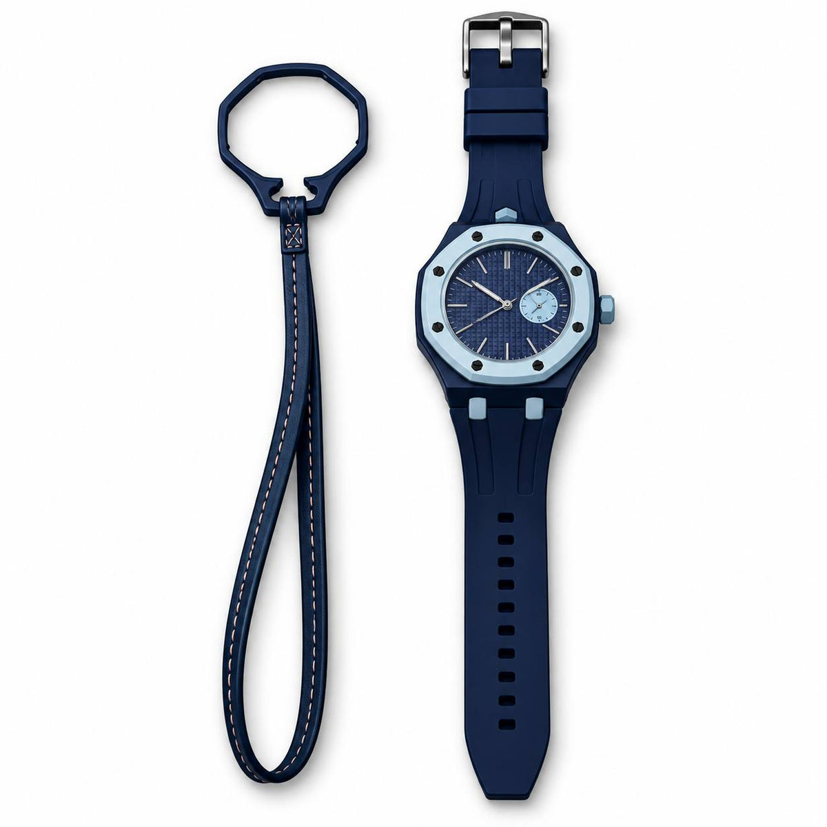 Royal Oak Style with Matching Strap – Navy Blue Light Blue