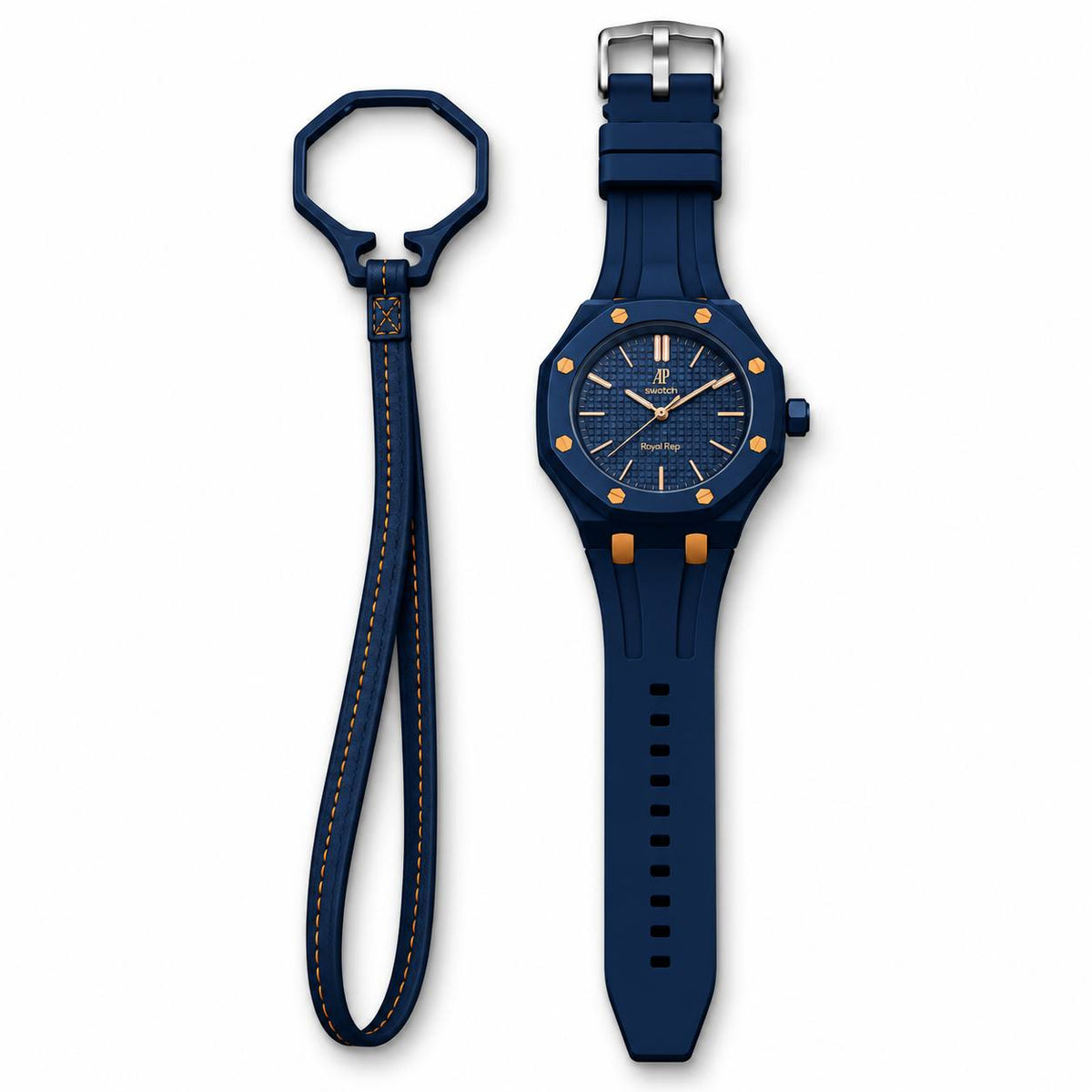 Royal Oak Style with Matching Strap – Navy Blue Rose Gold