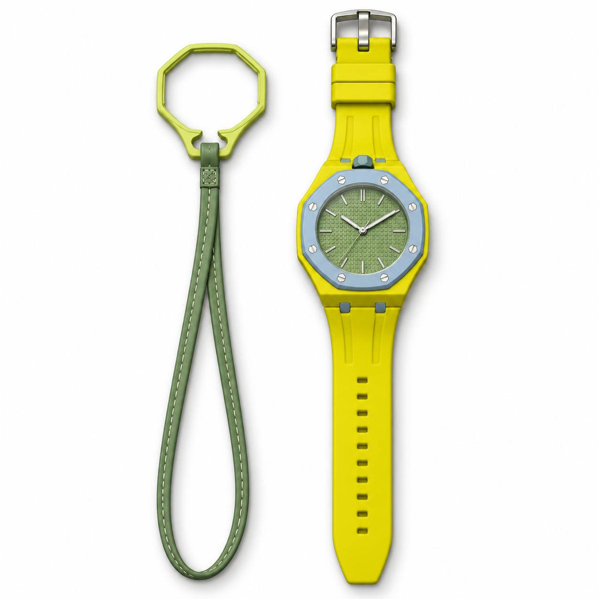 Royal Oak Style with Matching Strap – Yellow Blue Green