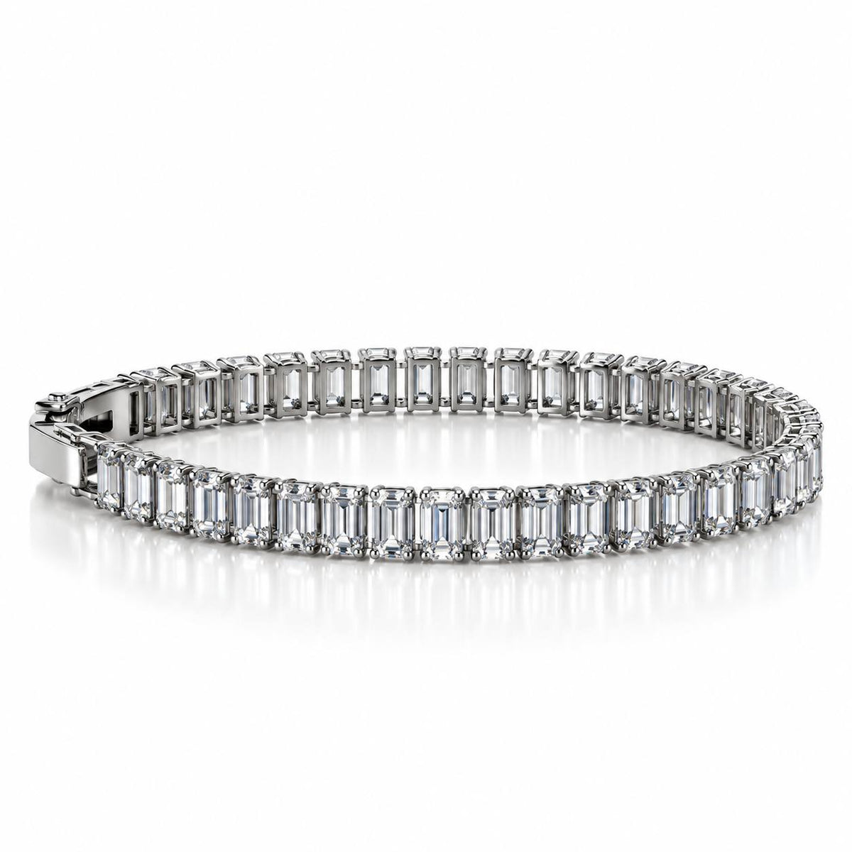 Emerald Cut Tennis Bracelet – Silver Diamond