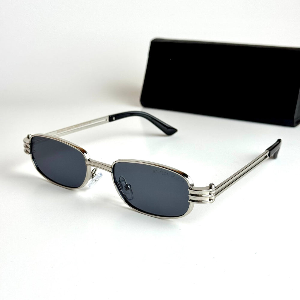 Bottega Veneta Rectangular BV1284S – Silver Black