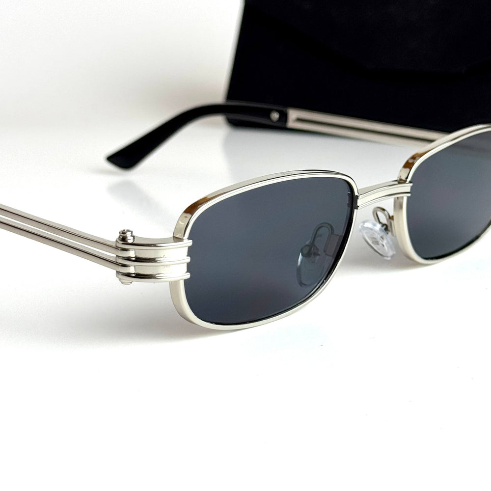 Bottega Veneta Rectangular BV1284S – Silver Black