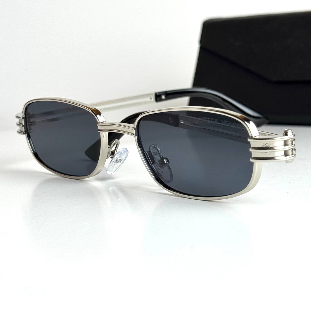 Bottega Veneta Rectangular BV1284S – Silver Black