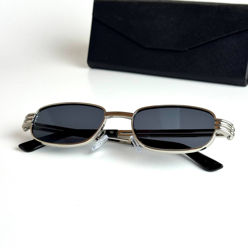 Bottega Veneta Rectangular BV1284S – Silver Black