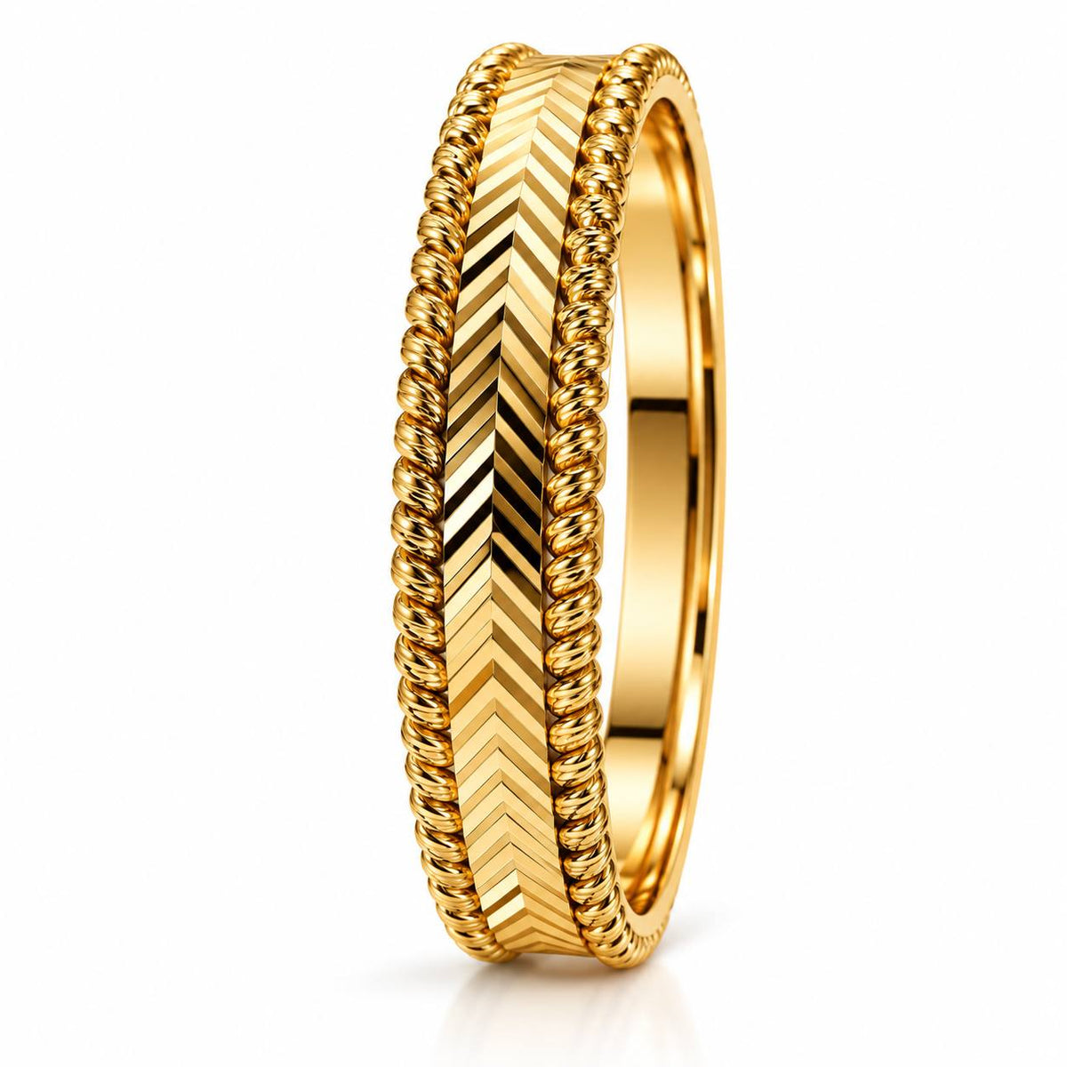Chevron Rope Edge Bangle Bracelet – Gold