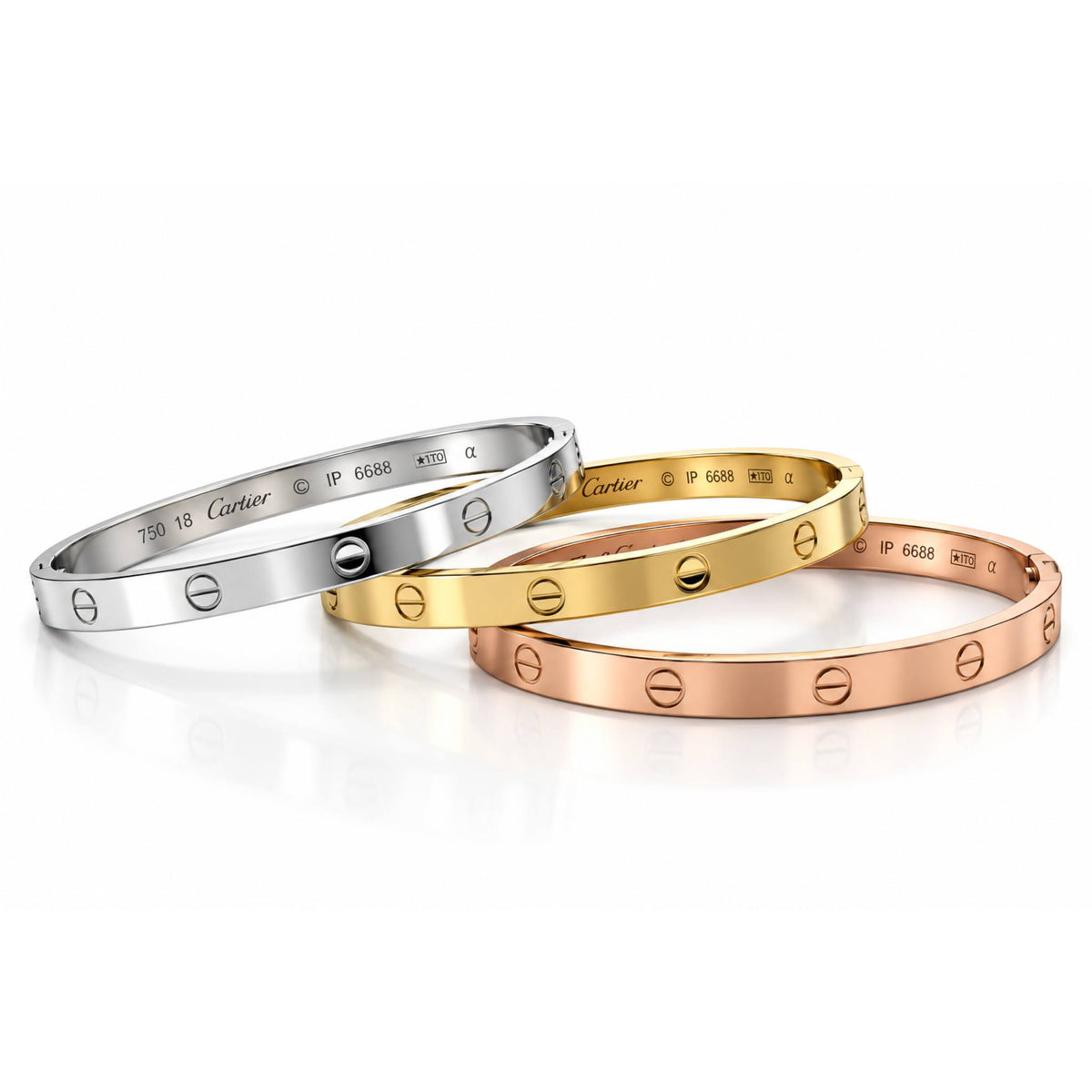 Cartier Love Screw Bangle Bracelet Set – Gold Silver Rose Gold