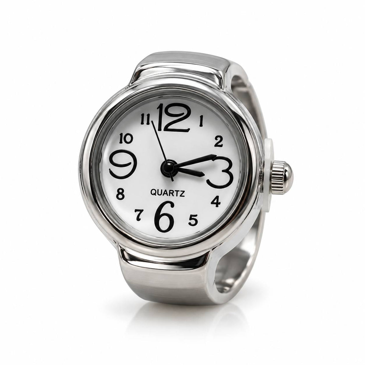 Classic Quartz Ring Watch – Silver White