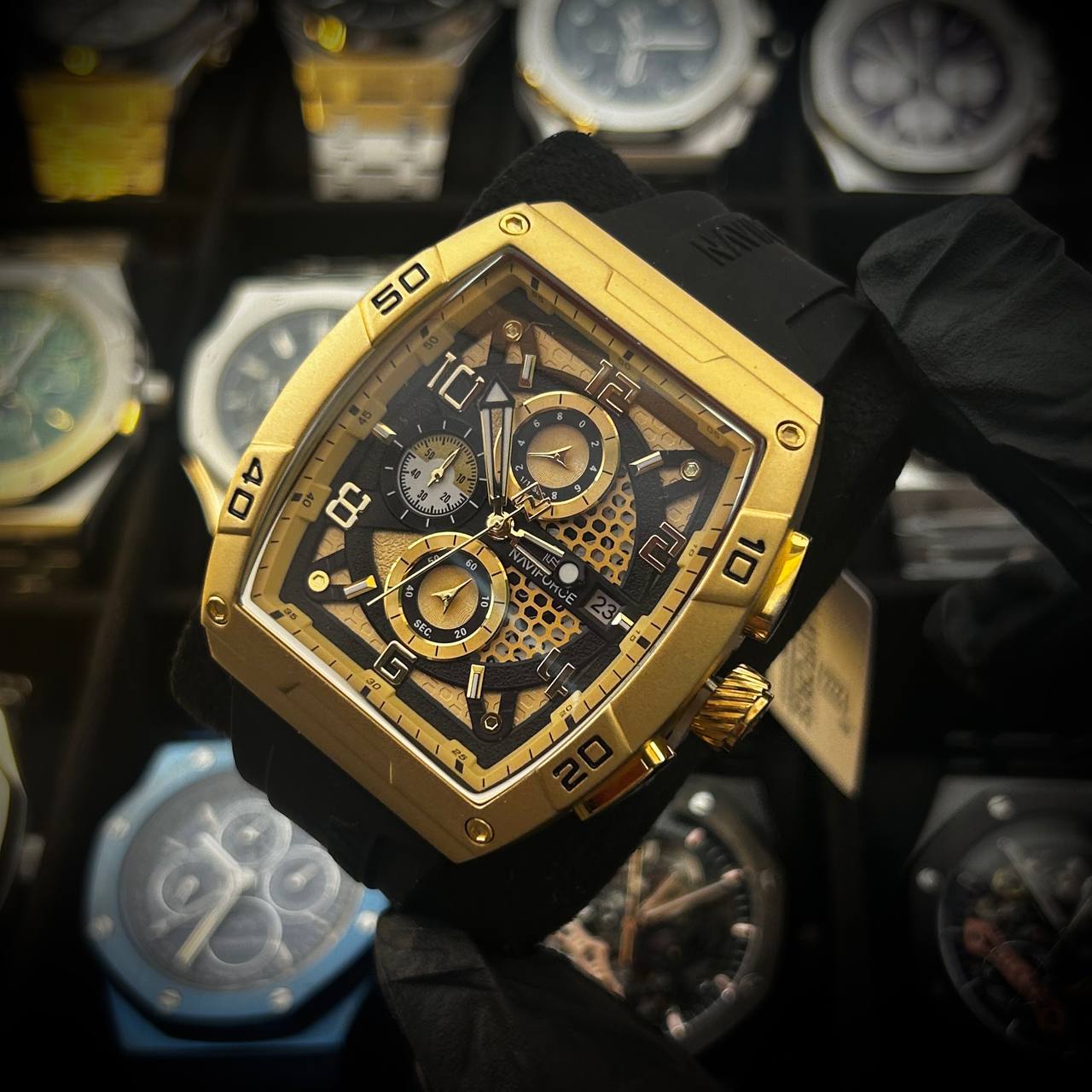 Naviforce Armored Chronograph – Gold Black (For Him)