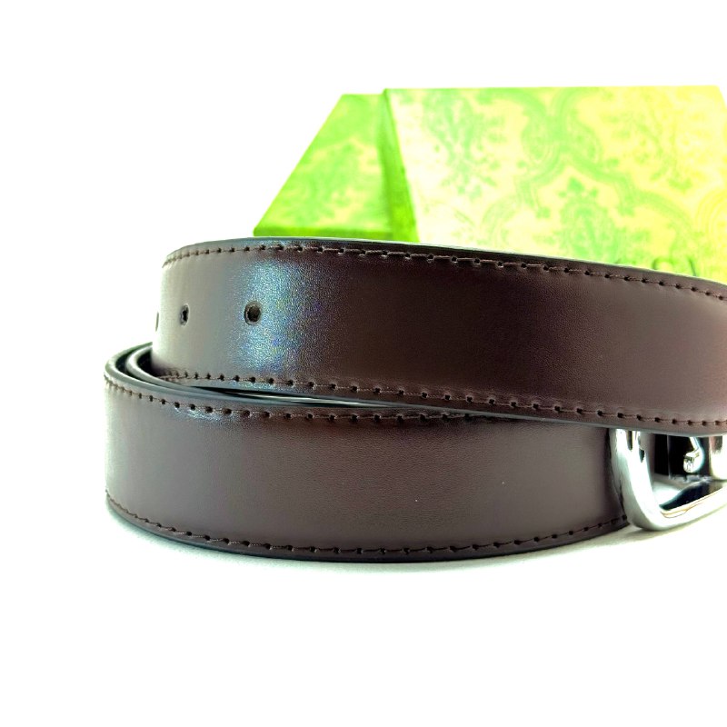 Gucci Buckle Belt — Silver Brown