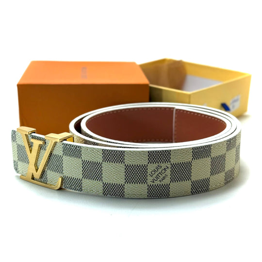 LV Canvas Belt - Gold Grey