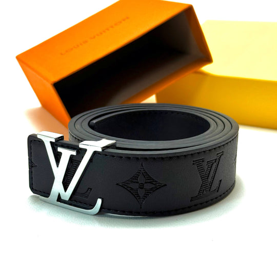 LV Canvas Belt - Silver Black