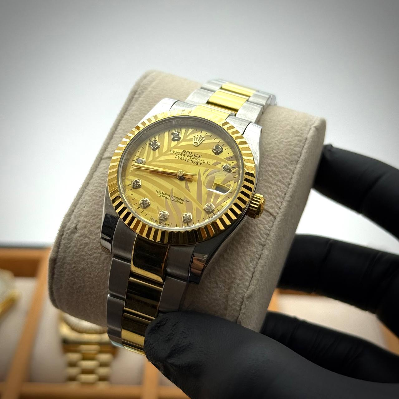 Rolex Datejust Palm Dial – Diamond Markers Two-Tone (Women)