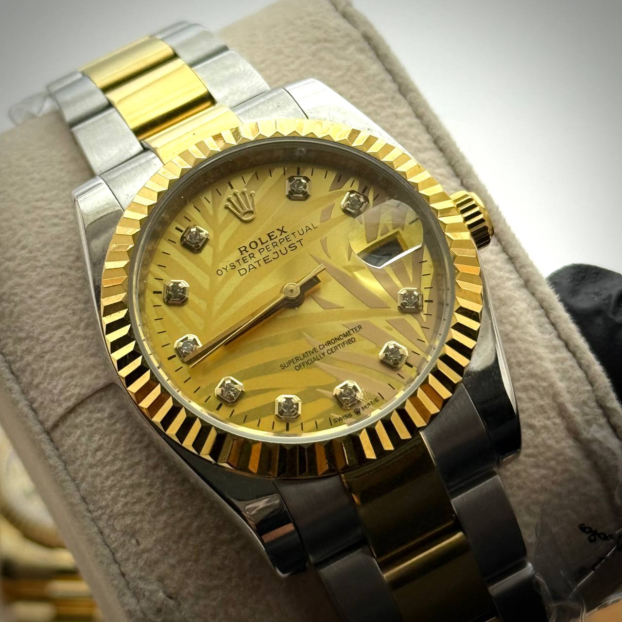 Rolex Datejust Palm Dial – Diamond Markers Two-Tone (Women)