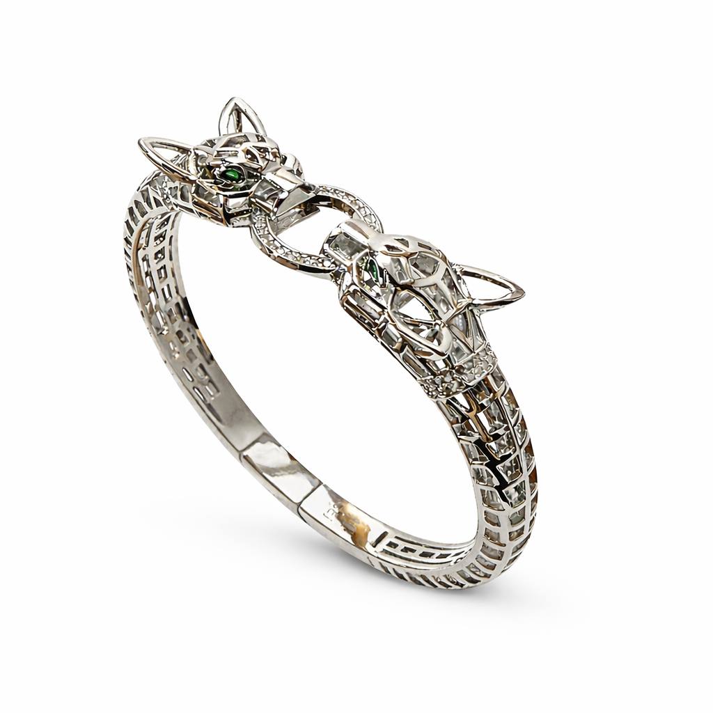 Cartier Twin Panther Bracelet – Silver Green