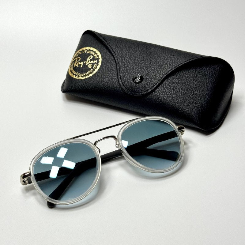 Ray-Ban Round Aviator RB3857 - White Blue