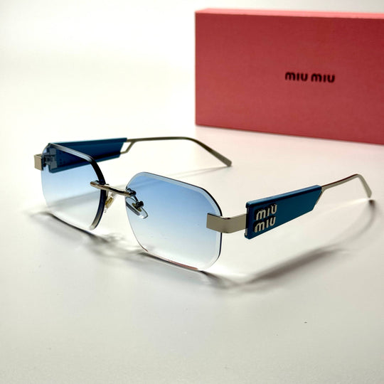 Miu Miu Rectangular Rimless SMU13Z – Blue Silver