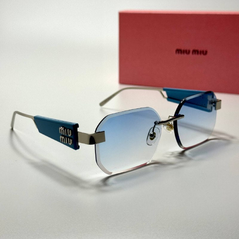 Miu Miu Rectangular Rimless SMU13Z – Blue Silver