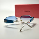 Miu Miu Rectangular Rimless SMU13Z – Blue Silver