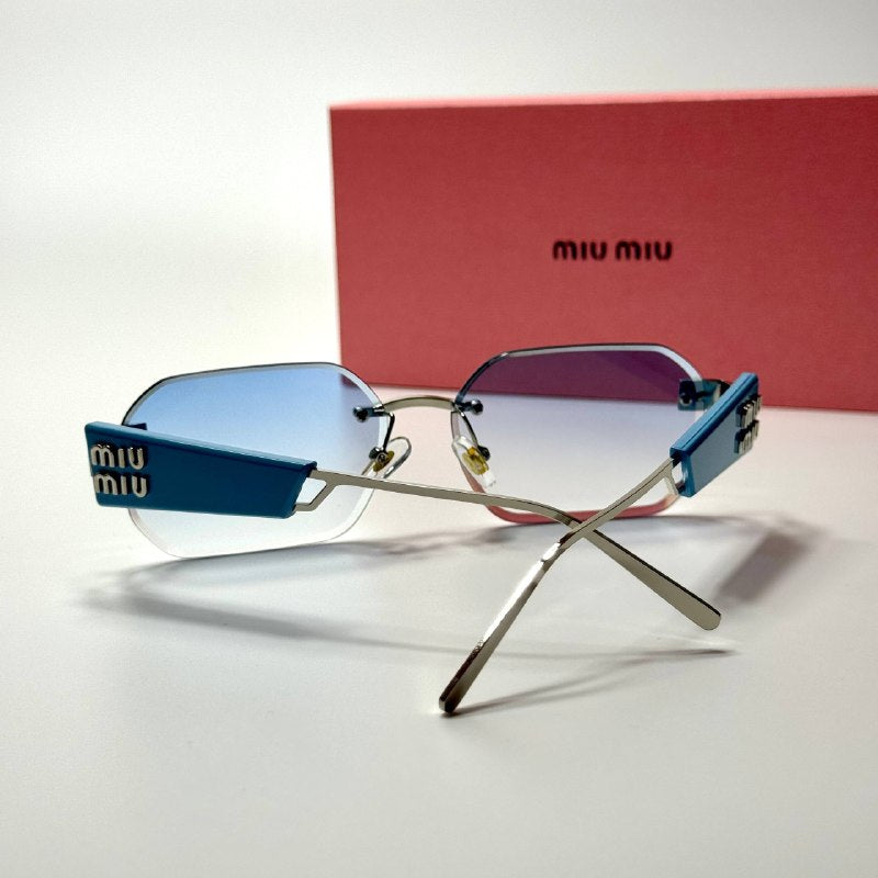 Miu Miu Rectangular Rimless SMU13Z – Blue Silver